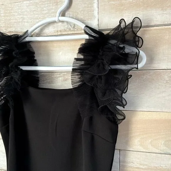 Thirty Thirty Black Sleeveless Ruffle Mini Party Dress Size Small - Picture 3 of 7
